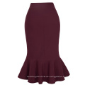 Kate Kasin Occident Damenmode OL Causal Wein rote Meerjungfrau Hüften-Wrapped Pencil Skirt KK000241-2